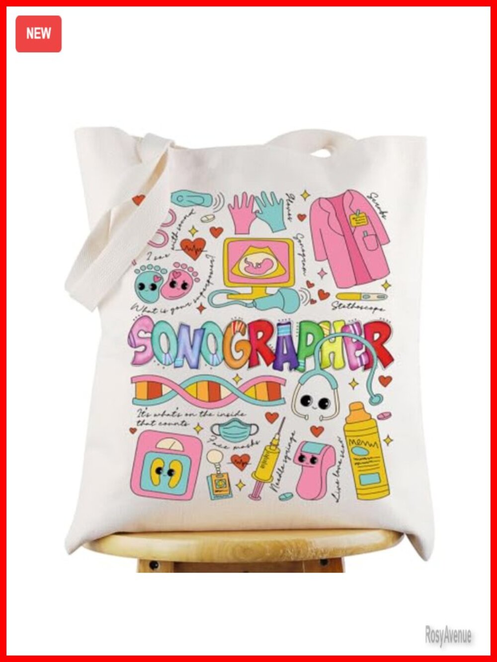 Canvas Tote Bag Sonographer Gift Ultrasound Tech Shoulder Bag